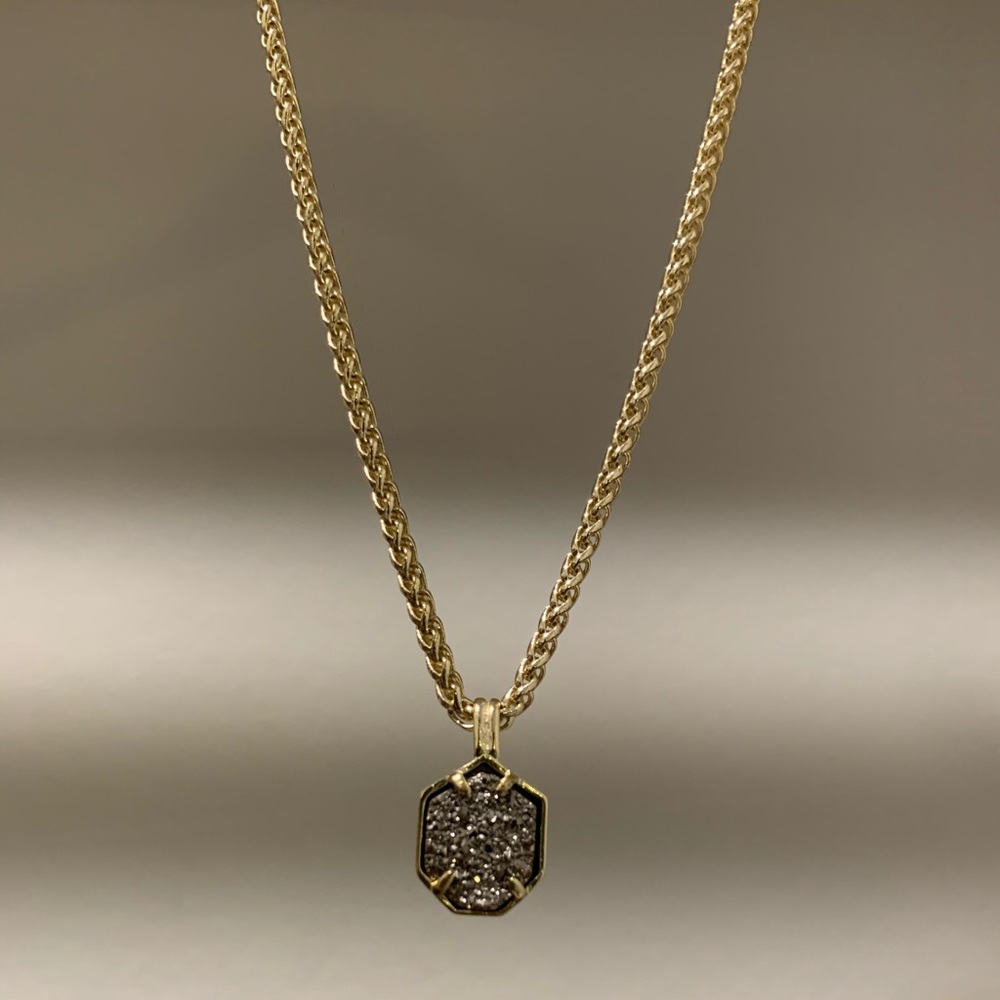 Kendra Scott Gold Long Necklace in Platinum Drusy